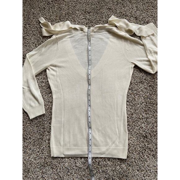 AG Adriano Goldschmied sz S SWEATER Light-weight BOW V-neck w/ Silk/Cashmere B25 - Picture 8 of 9